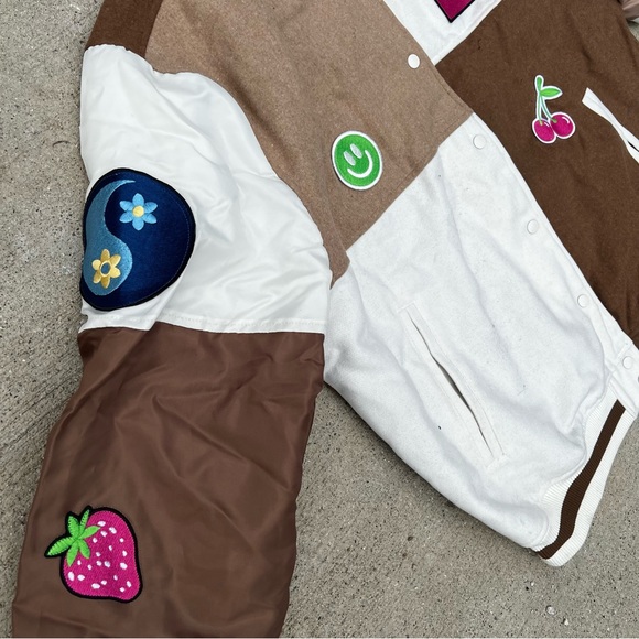 Pacsun Brown Patchwork Varsity Jacket - Picture 2 of 4